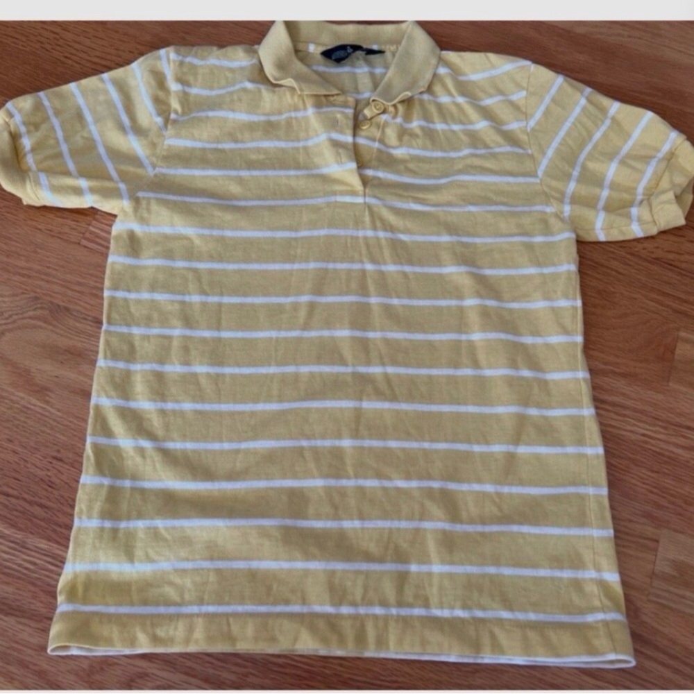 Vintage Boundary waters Yellow Striped Polo Shirt adult small